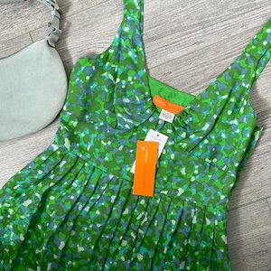 NWT CYNTHIA STEFFE 100% Silk Green Blue Dress 4